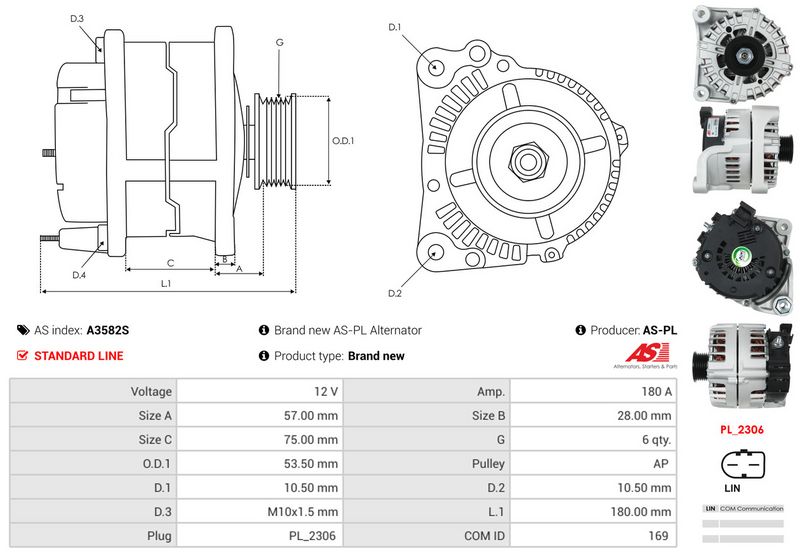 AS-PL A3582S Alternator