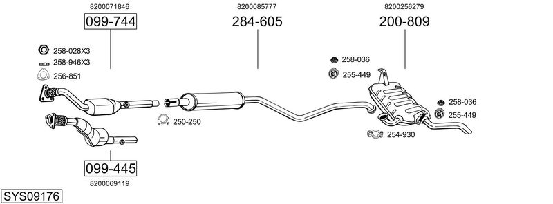 BOSAL kipufogórendszer SYS09176