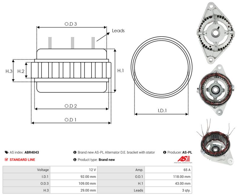 AS-PL ABR4043 Stator, alternator
