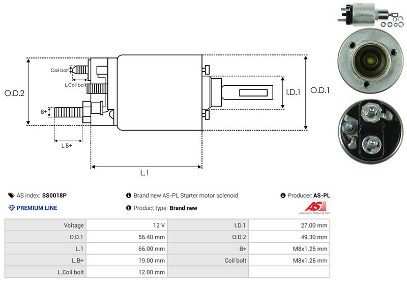 AS-PL SS0018P Solenoid Switch, starter