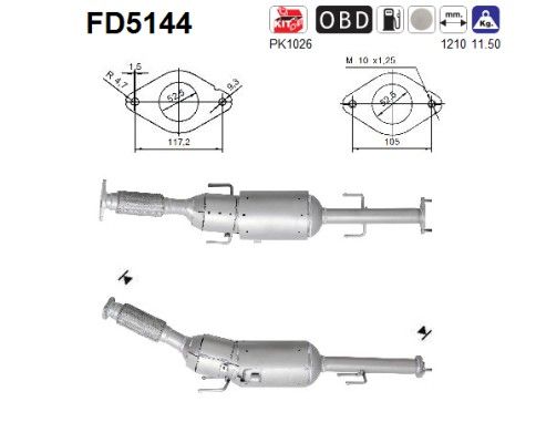 AS FD5144 Suodžių / kietųjų dalelių filtras, išmetimo sistema