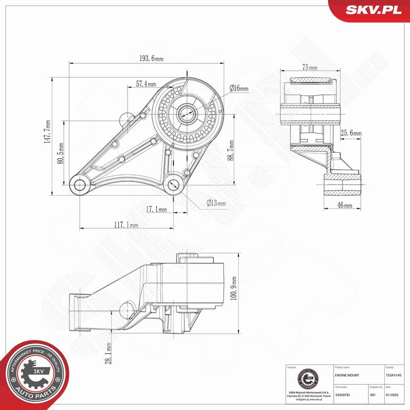 ESEN SKV 75SKV145 - Variklio pagalvė