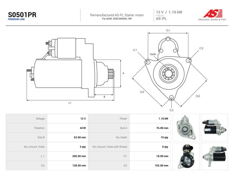 Starter, AS-PL S0501PR