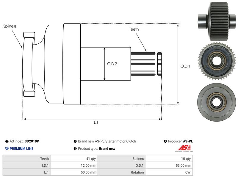 AS-PL SD2019P Pinion, starter