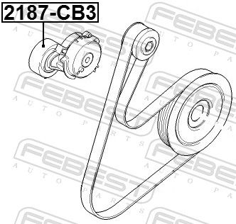 FEBEST 2187-CB3 Tensioner Pulley, V-ribbed belt