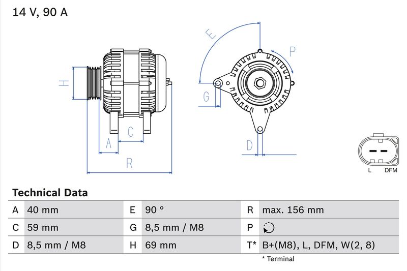 BOSCH Dynamo / Alternator 0 986 046 050