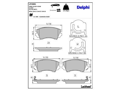 DELPHI LP2081 Brake Pad Set, disc brake