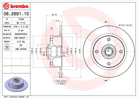 BREMBO Remschijf 08.2691.10