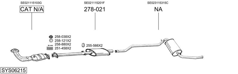 BOSAL kipufogórendszer SYS06215