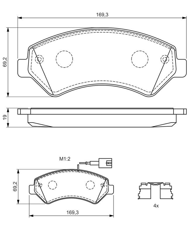 Piduriklotsi komplekt, ketaspidur, BOSCH 0 986 494 589