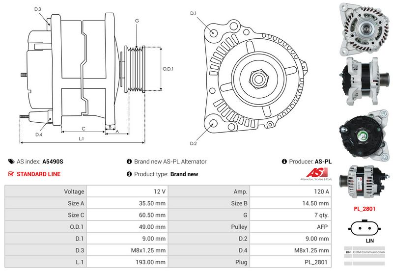 AS-PL A5490S Alternator