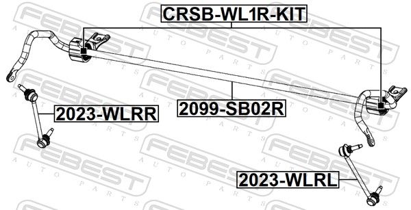 Remondikomplekt, stabilisaatorilaager, FEBEST CRSB-WL1R-KIT
