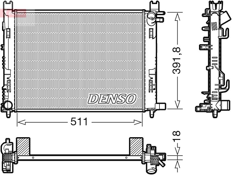 Радіатор, система охолодження двигуна, Denso DRM37002