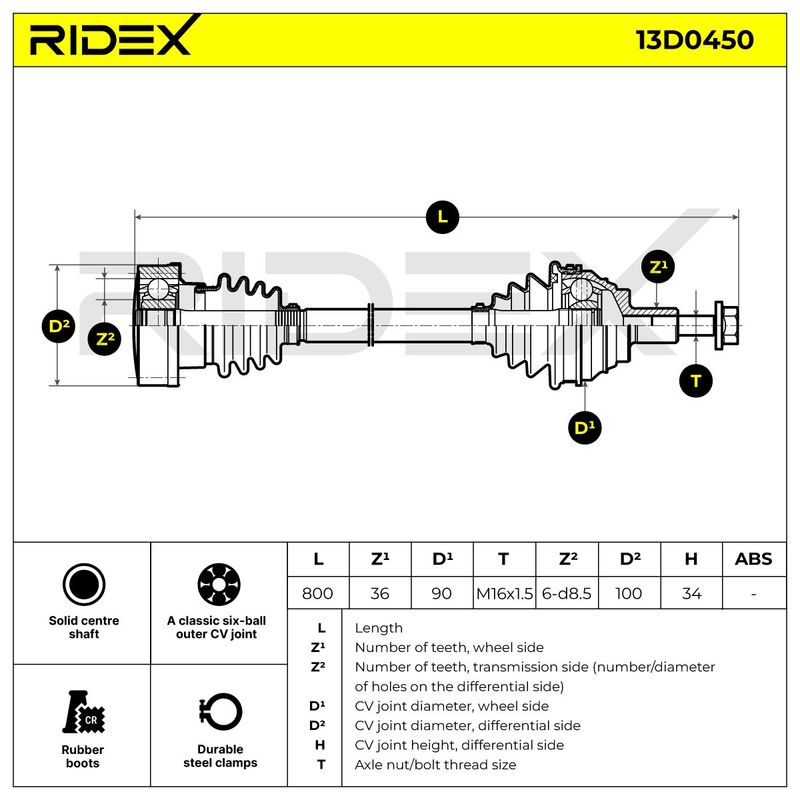 полуоска RIDEX