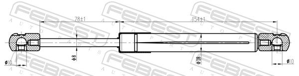 FEBEST 21117-002 Gas Spring, bonnet