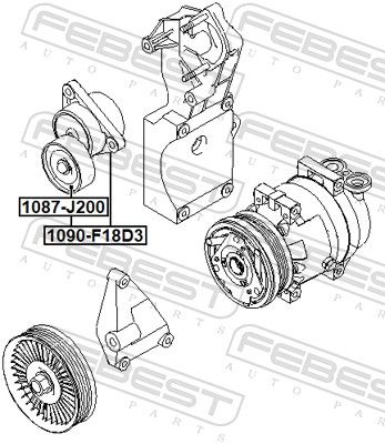 FEBEST 1090-F18D3 Belt Tensioner, V-ribbed belt