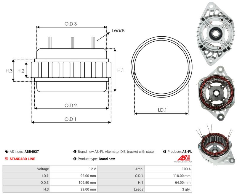 AS-PL ABR4037 Stator, alternator
