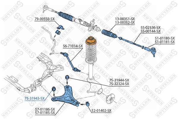 STELLOX 75-31943-SX Mounting, control/trailing arm