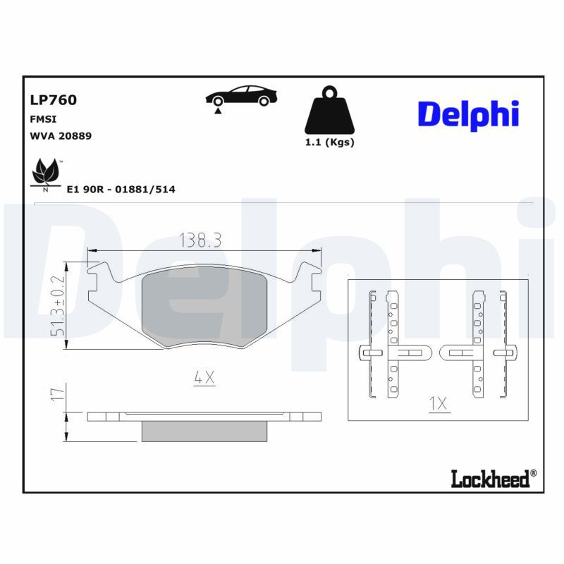 комплект спирачно феродо, дискови спирачки DELPHI