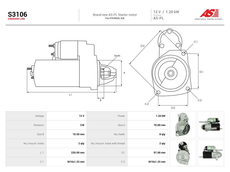 Starter, AS-PL S3106
