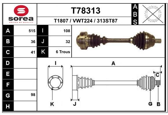 EAI hajtótengely T78313