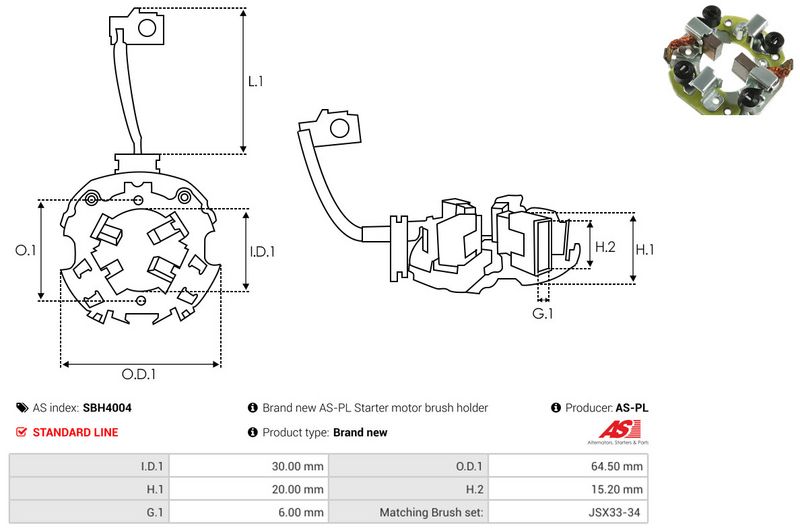 Kinnitus, süsinikuharjad, AS-PL SBH4004