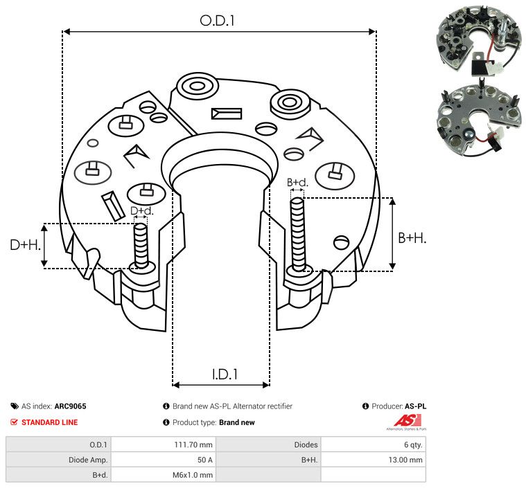 AS-PL ARC9065 Rectifier, alternator