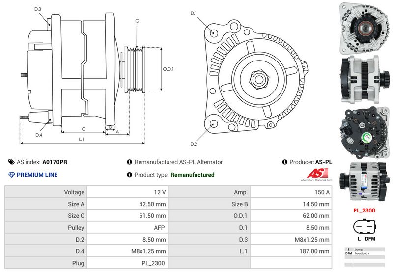 AS-PL A0170PR Alternator