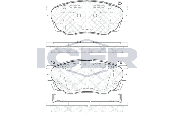 Комплект гальмівних накладок, дискове гальмо, Icer 181542-200