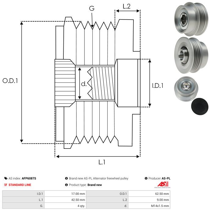 AS-PL AFP6087S Alternator Freewheel Clutch