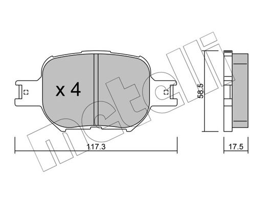 Комплект гальмівних накладок, дискове гальмо, Metelli 22-0614-0