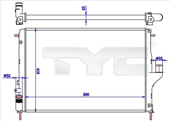 Радіатор, система охолодження двигуна, Tyc 728-0056-R