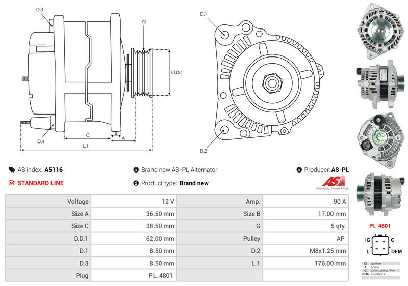AS-PL A5116 Alternator
