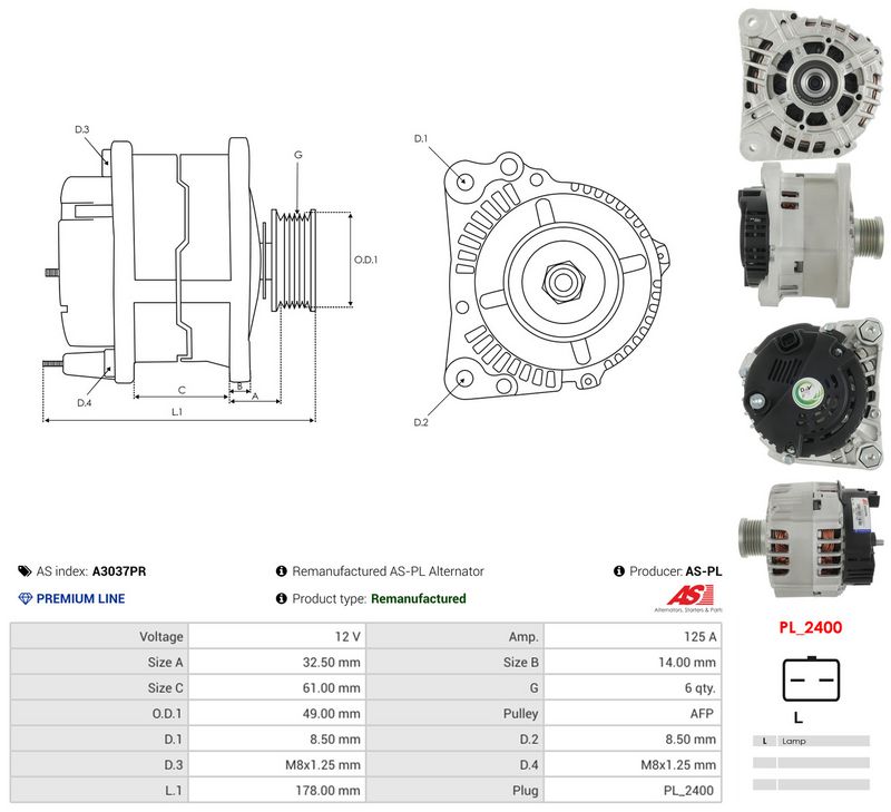 Generaator, AS-PL A3037PR