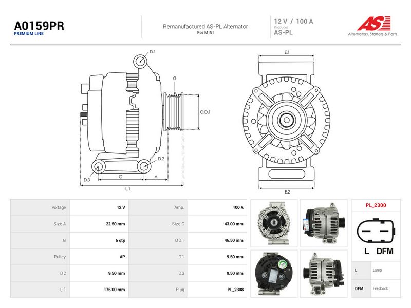 Generaator, AS-PL A0159PR