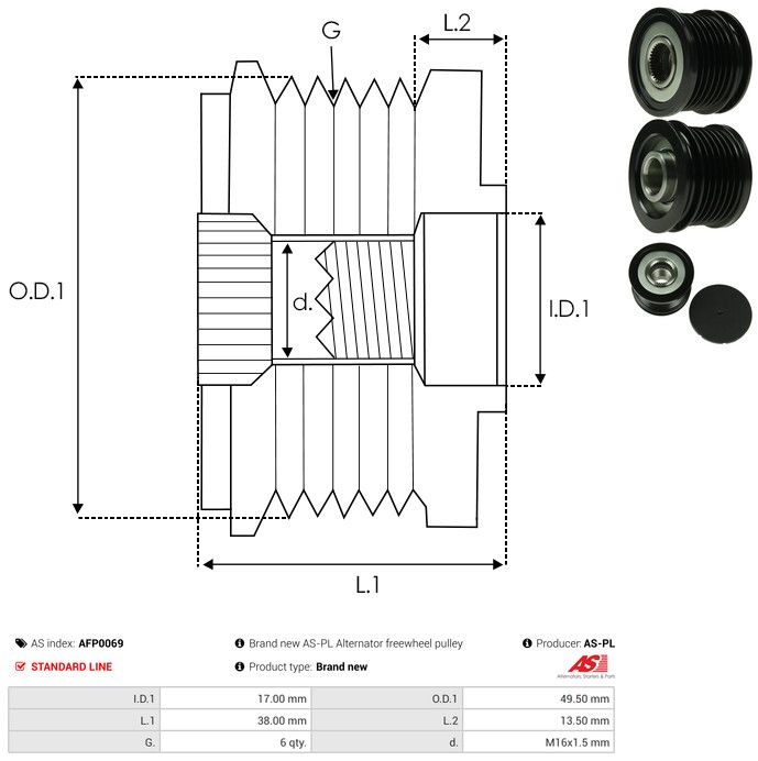 AS-PL AFP0069 Alternator Freewheel Clutch