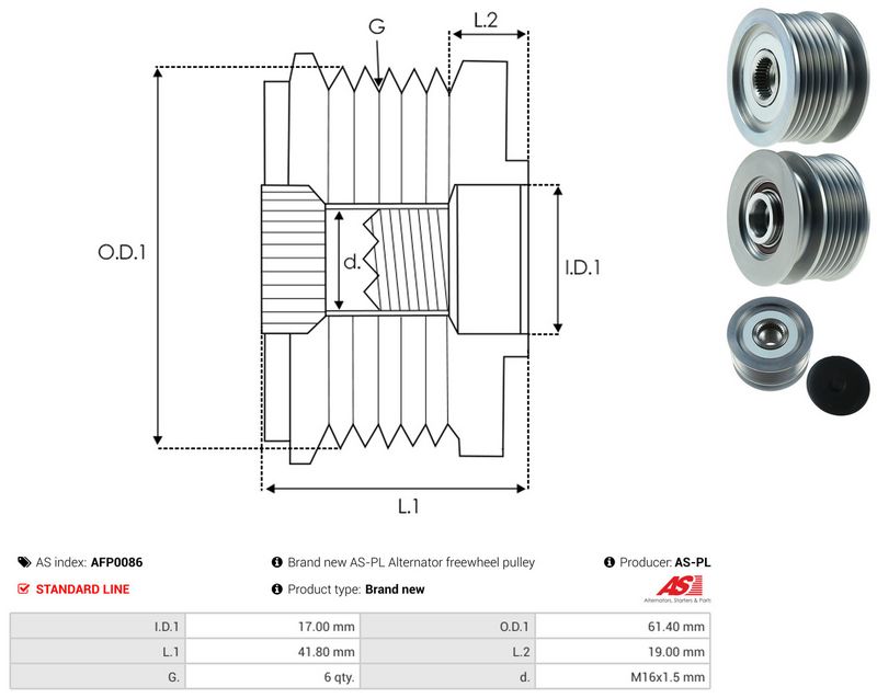 AS-PL AFP0086 Alternator Freewheel Clutch