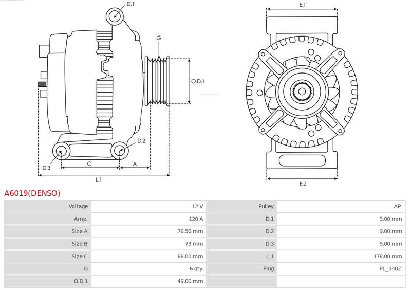 AS-PL A6019(DENSO) Alternator