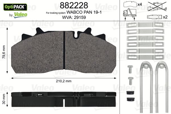 Sada brzdových destiček, kotoučová brzda 882228