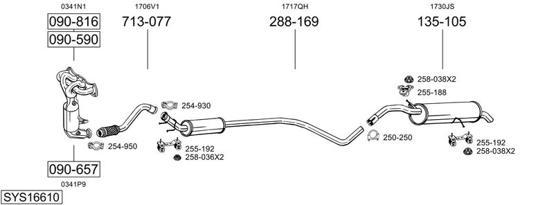 BOSAL kipufogórendszer SYS16610