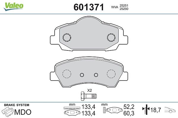 комплект спирачно феродо, дискови спирачки VALEO