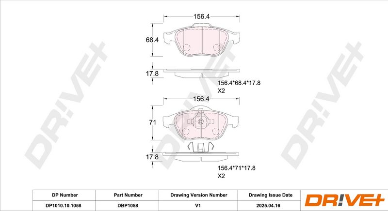 Set placute frana,frana disc DP1010.10.1058 Dr!ve+
