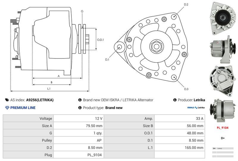 AS-PL A9256(LETRIKA) Alternator