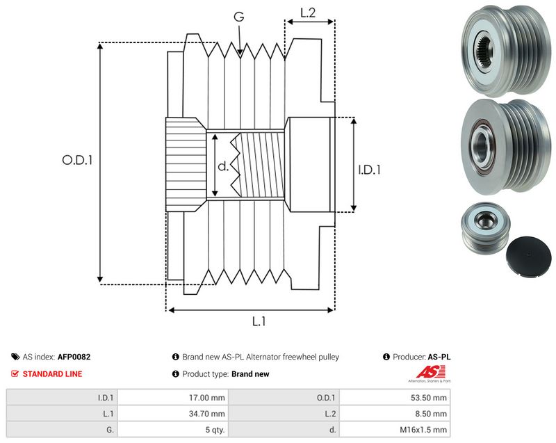 AS-PL AFP0082 Alternator Freewheel Clutch