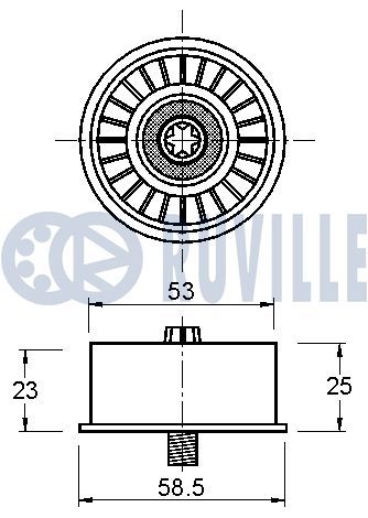 Відвідний/напрямний ролик, зубчастий ремінь, Ruville 542064