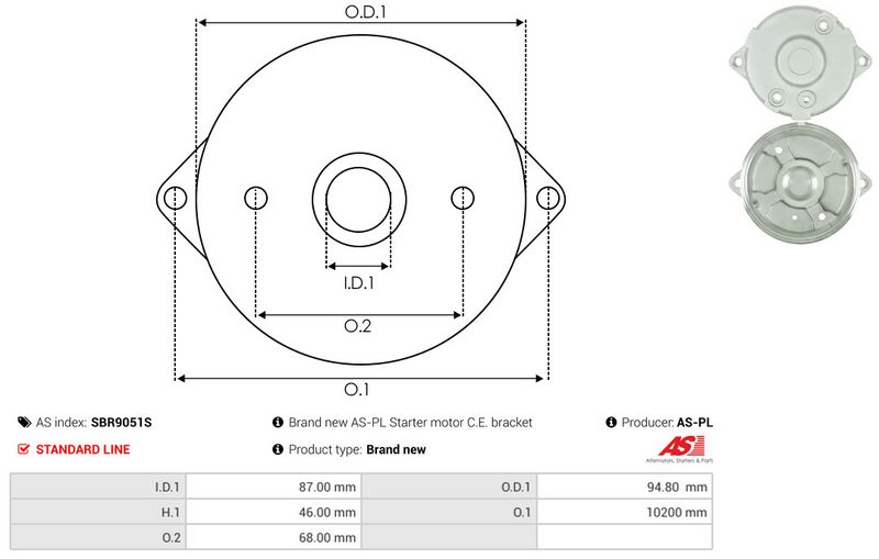 AS-PL SBR9051S Starter Lid, carburettor