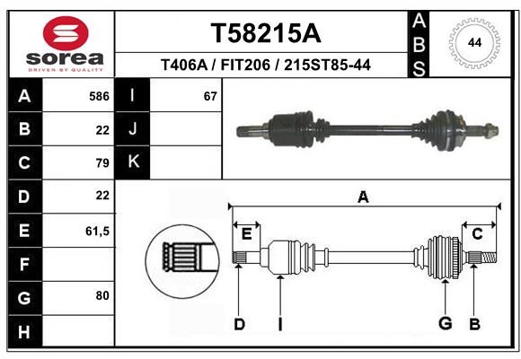 EAI hajtótengely T58215A