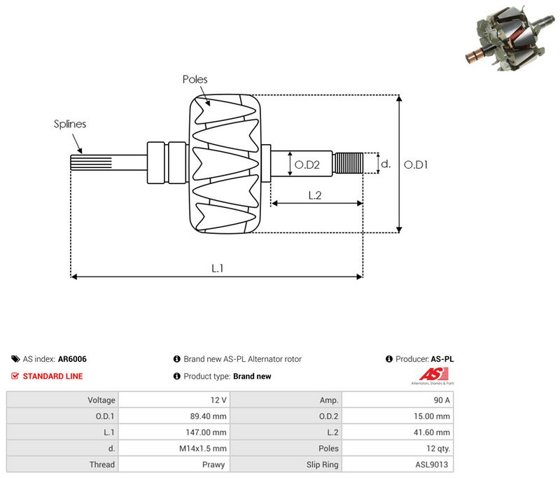 AS-PL AR6006 Rotor, alternator