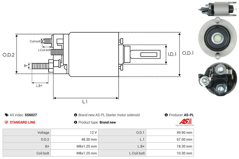 AS-PL SS6027 Solenoid Switch, starter