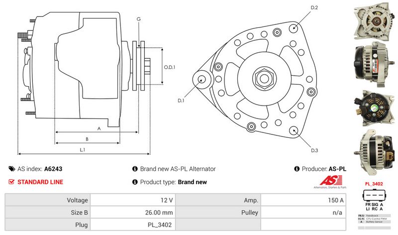 AS-PL A6243 Alternator